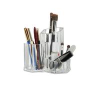 Relaxdays Organizador maquillaje 3 botes transparente