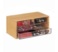 Relaxdays Organizador de maquillaje con 4 cajones marrón claro,transparente