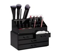 Relaxdays Organizador maquillaje con 4 cajones negro