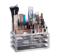 Relaxdays Organizador maquillaje con 4 cajones oro,transparente