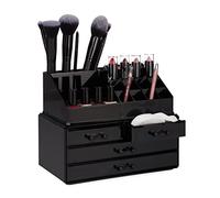 Relaxdays Organizador maquillaje con 4 cajones negro