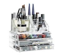 Relaxdays Organizador maquillaje pequeño transparente