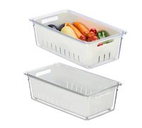 Relaxdays Set de 2 organizadores de nevera blanco,transparente