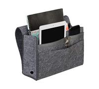 Relaxdays Organizador Sofá, Colgante, 6 Compartimentos, 4 Cremalleras, Bolsillo Cama Fieltro 27x31,5x11,5cm, Gris Oscuro