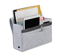 Relaxdays Organizador Sofá, Colgante, 6 Compartimentos, 4 Cremalleras, Bolsillo Cama Fieltro 27x31,5x11,5cm, Gris Claro