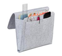 Relaxdays Bolsa de Cama para Colgar, 5 Compartimentos, Almacenamiento de Cama y sofá, de Fieltro, 26 x 28 x 5 cm, Color Gris Claro