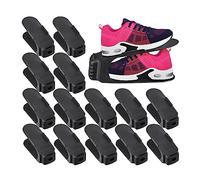 Relaxdays Organizadores Zapaptos, Set 15 Apiladores Calzado Zapatería, hasta Talla 39, Antideslizantes, Plástico, Negro