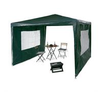 Relaxdays Pabellón de 3x3m con dos laterales blanco,verde oscuro,transparente