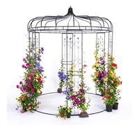Relaxdays Pabellón de Rosas, Metal, Alt. x Prof.: 271 x 232 cm, Arco de jardín Vintage para trepadoras, Negro
