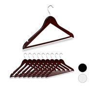 Relaxdays Pack 10 perchas ropa marrón,plata