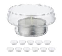Relaxdays Pack 12 Portavelas Flotantes, Soportes Velitas de Té, 3,5x6,5 cm, Decoración Estanque y Piscina, Transparente