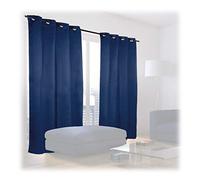 Relaxdays Pack 2 Cortinas Opacas, Sobrecortinas Anti Luz, Cortinas Tela, Dormitorio, Salón, 245x135 cm, Azul