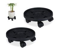 Relaxdays Pack 2 soportes macetas con ruedas negro