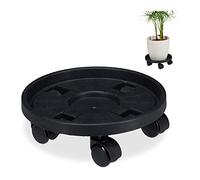 Relaxdays Pack 2 soportes macetas con ruedas negro