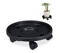 Relaxdays Set 2 soportes macetas grandes c/ ruedas negro