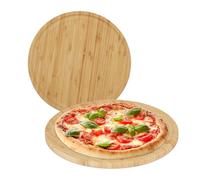 Relaxdays Pack 2 tablas para pizza de 32 cm marrón claro