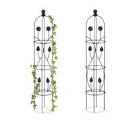 Relaxdays Pack 2 tutores plantas obelisco retro negro