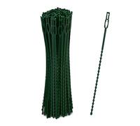 Relaxdays Pack 200 Bridas Plástico, 23 cm, Sujetadores para Atar Plantas, Ajustables, Reutilizables, para Tutores, Verde