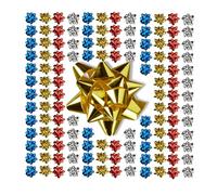 Relaxdays Pack 200 lazos para regalo azul,rojo,plata