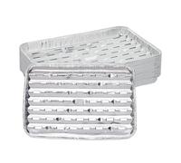 Relaxdays Pack 25 Bandejas de Aluminio para Barbacoa, 34 x 22 cm, Recipientes con Agujeros, Parrilla u Horno, Plateado