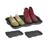 Relaxdays Set 3 bandejas para zapatos 2 pares c/u gris