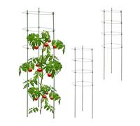 Relaxdays Pack 3 Tutores Plantas, Soporte 91 cm, Guía para Trepadoras de Metal, Tomates, Pepinos, Rosas, Redondo, Verde