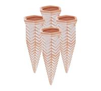 Relaxdays Pack 4 Picos Riego Goteo Capilar Planta Interior, Cono Regador Pequeño Compatible Botella, Arcilla, Terracota, Cerámica, 13,5 x 5,5 x 5 cm