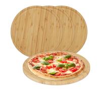 Relaxdays Pack 4 tablas para pizza de 32 cm marrón claro
