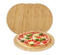 Relaxdays Pack 4 tablas para pizza de 32 cm marrón claro