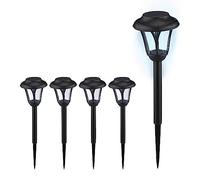 Relaxdays Pack 5 Luces Solares LED, Farolillos Exteriores con Estaca, 39 x 11 cm, Iluminación Moderna Jardín, Negro