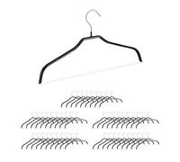Relaxdays Pack perchas ropa negras negro,plata