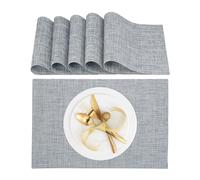 Relaxdays Pack 6 Manteles Individuales, para Mesa de Comedor, Salvamanteles de Plástico, 45x30 cm, Lavables, Gris