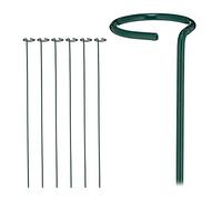 Relaxdays Pack 6 Tutores Plantas, con Anillo Flores, Soporte Enredaderas, 80 cm, Metal, para Intemperie, Verde Oscuro