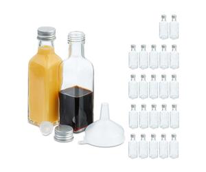 Relaxdays Pack botellitas de cristal 100 ml plata,transparente