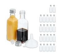 Relaxdays Pack botellitas de cristal 100 ml plata,transparente