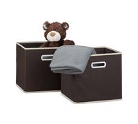 Relaxdays Pack de 10 cajas plegables crema,marrón oscuro