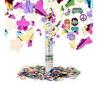 Relaxdays Pack de 10 Cañones Confeti de Mariposas y Flores para Fiestas Temáticas, Multicolor, 40 cm