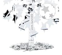 Relaxdays Pack de 10 Cañones Confeti para Lluvia de Estrellas en Bodas y Cumpleaños, Plateado, 6-8 m Altura, 40 cm