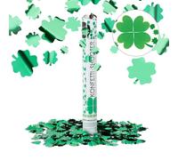 Relaxdays Pack de 10 cañones de confeti trébol verde
