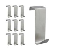 Relaxdays Pack de 10 colgadores puerta plata