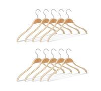 Relaxdays Pack de 10 Perchas Antideslizantes con Giro de 360º, Beige, Madera, 40 cm