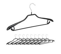 Relaxdays Pack de 10 Perchas Ropa Antideslizantes para Trajes con Barra, Metal y PVC, Negro, 45 cm