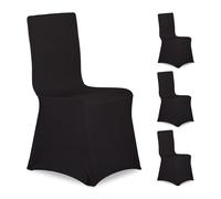 Relaxdays Pack de 12 fundas para sillas negras negro