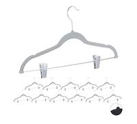 Relaxdays Pack de 12 Perchas Ropa con Pinzas y Giro de 360º, Metal, Gris, 43 cm