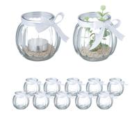 Relaxdays Pack de 12 portavelas transparentes blanco,transparente