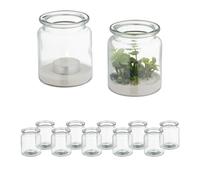 Relaxdays Pack de 12 portavelas transparentes transparente