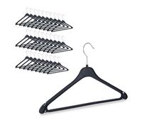 Relaxdays Pack de 150 perchas ropa de plástico negro,plata