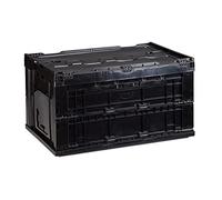 Relaxdays 2 cajas de transporte con tapa de 60 L negro