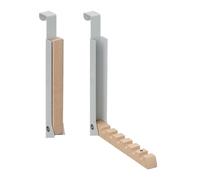 Relaxdays Pack de 2 ganchos plegables para puerta marrón claro,gris