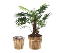 Relaxdays Pack de 2 macetas de madera marrón,marrón claro